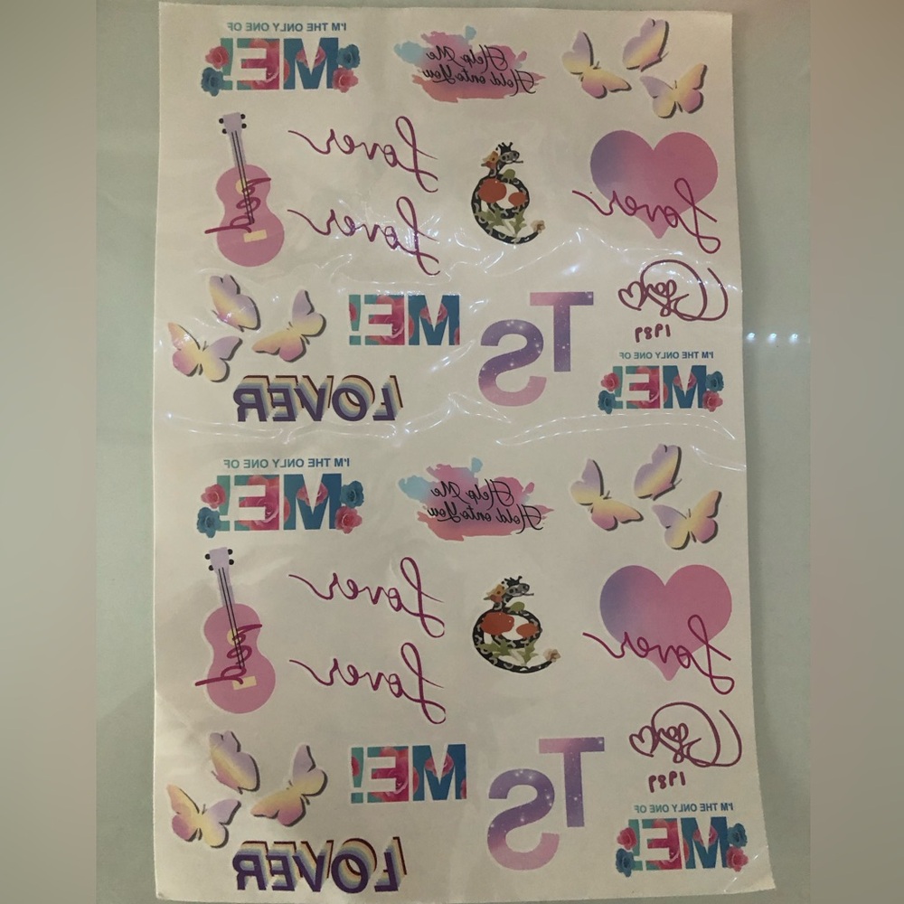 Pastel blue and pink Taylor Swift removable tattoos